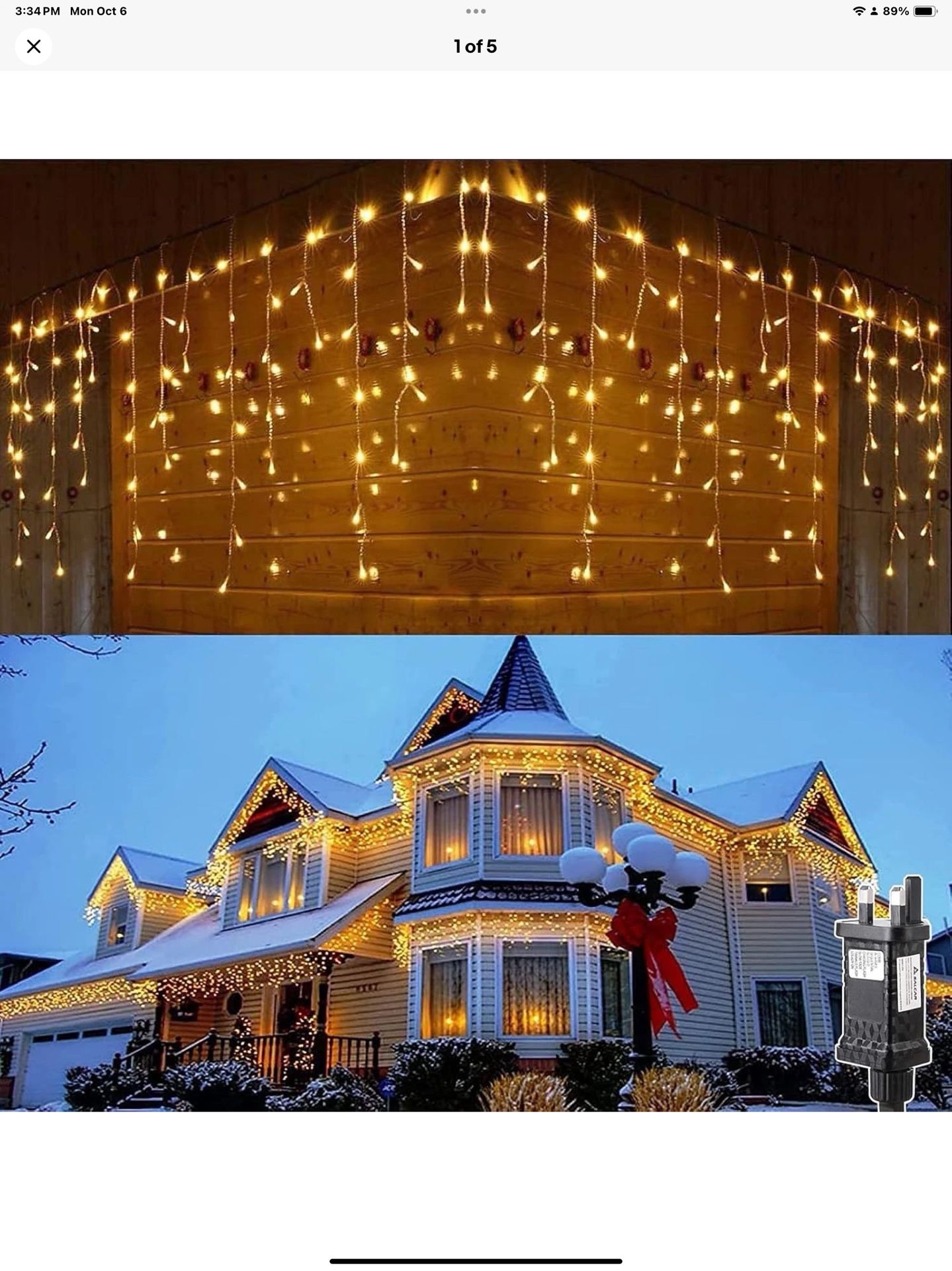 SALCAR 5m 200 LEDs Icicle Lights Mains Powered, Christmas Lights with 24 Drops