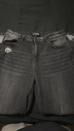 Fashion Nova Dark Wash Distressed Jeans