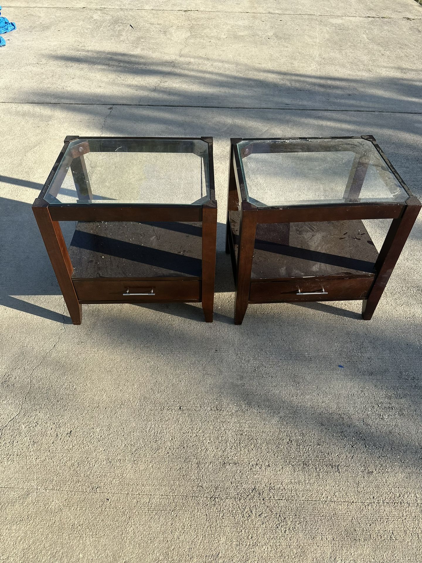 2 Glass Side End Tables