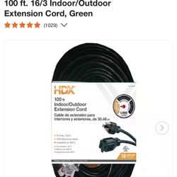 HDX 100 ft. 16/3 Indoor/Outdoor Extension Cord, Green