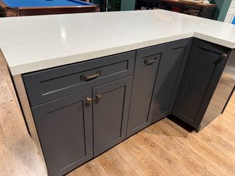 Gorgeous wood Kitchen Island with Quartz Countertop