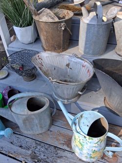 Vintage Galvanized Metal Coal Scuttle