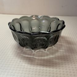  Vintage 1990s Smoky Black Glass Serving Bowl