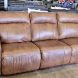 Leather Triple Power Reclining Sofa 