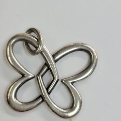James Avery Retired Sterling Silver 1.25" Connected Heart Butterfly Pendant