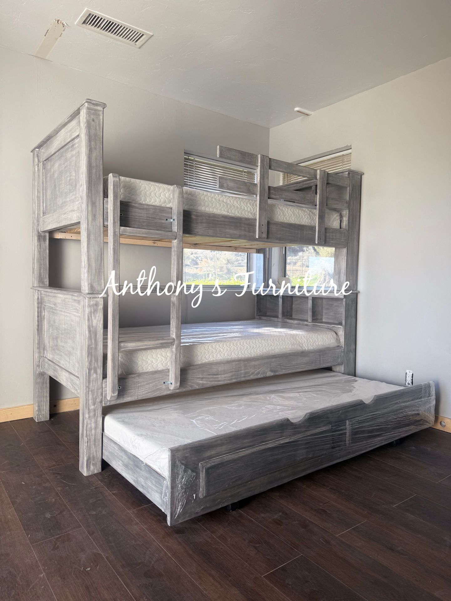 New Twin Bunk Bed With Trundle And Mattresses