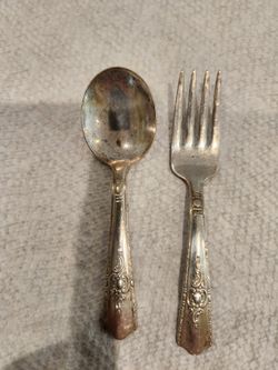 Vintage silver plate child's Fork and Spoon