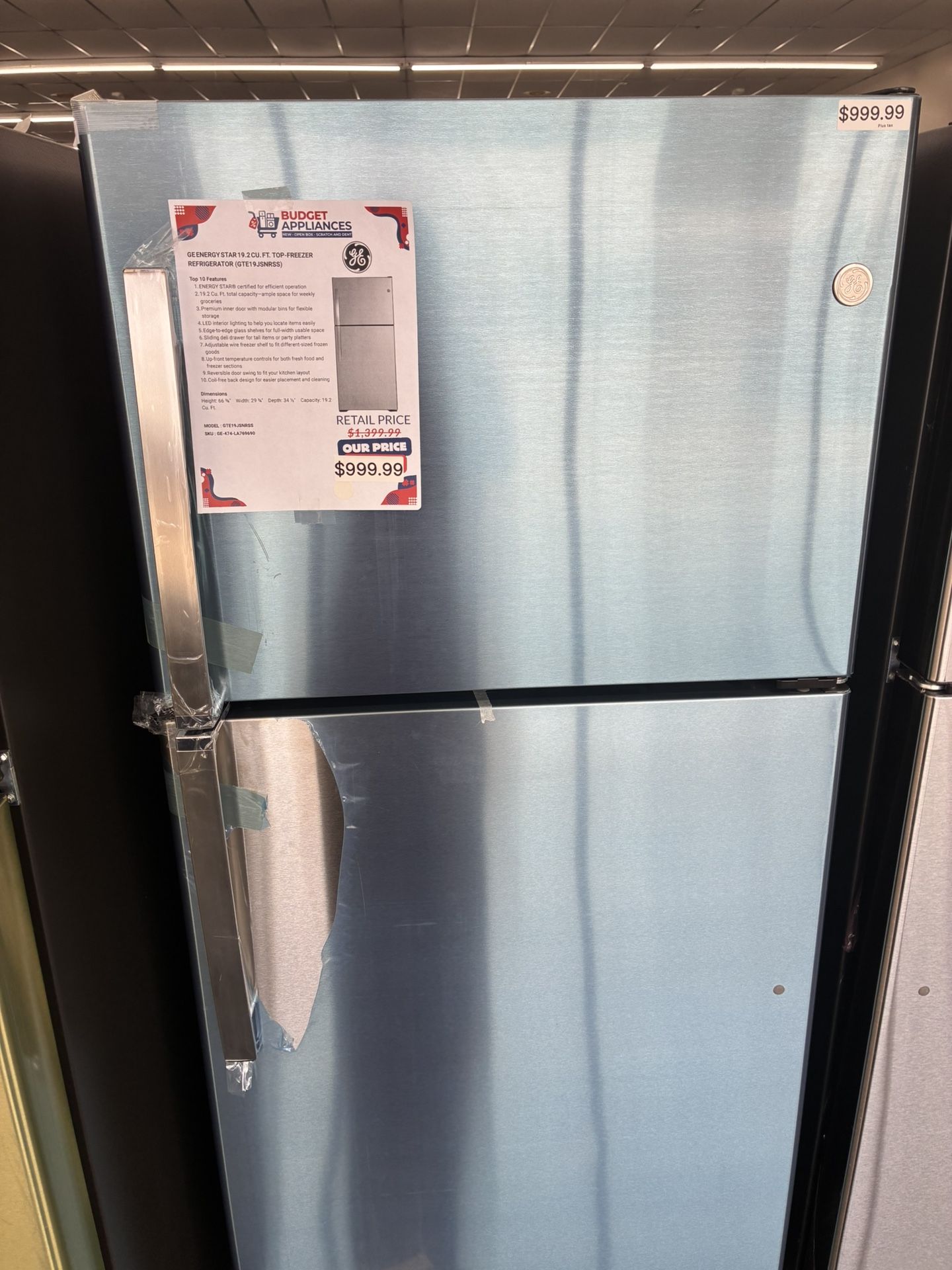 😌GE 22 Cu. Ft. Top-Freezer Refrigerator – Stainless Steel 👏