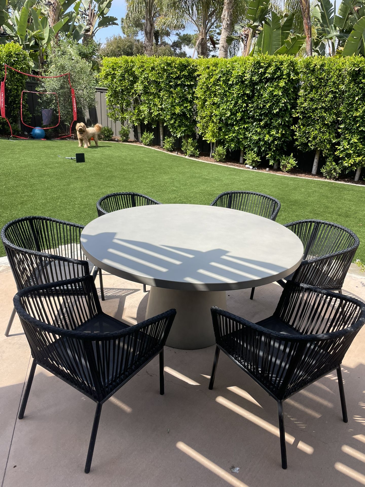 West Elm Table, Chairs, & Cover,  Concrete Table 6 Chairs & Cover  
