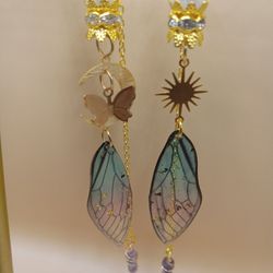 
Irregular Blue and Violet Fairy Wing Earrings