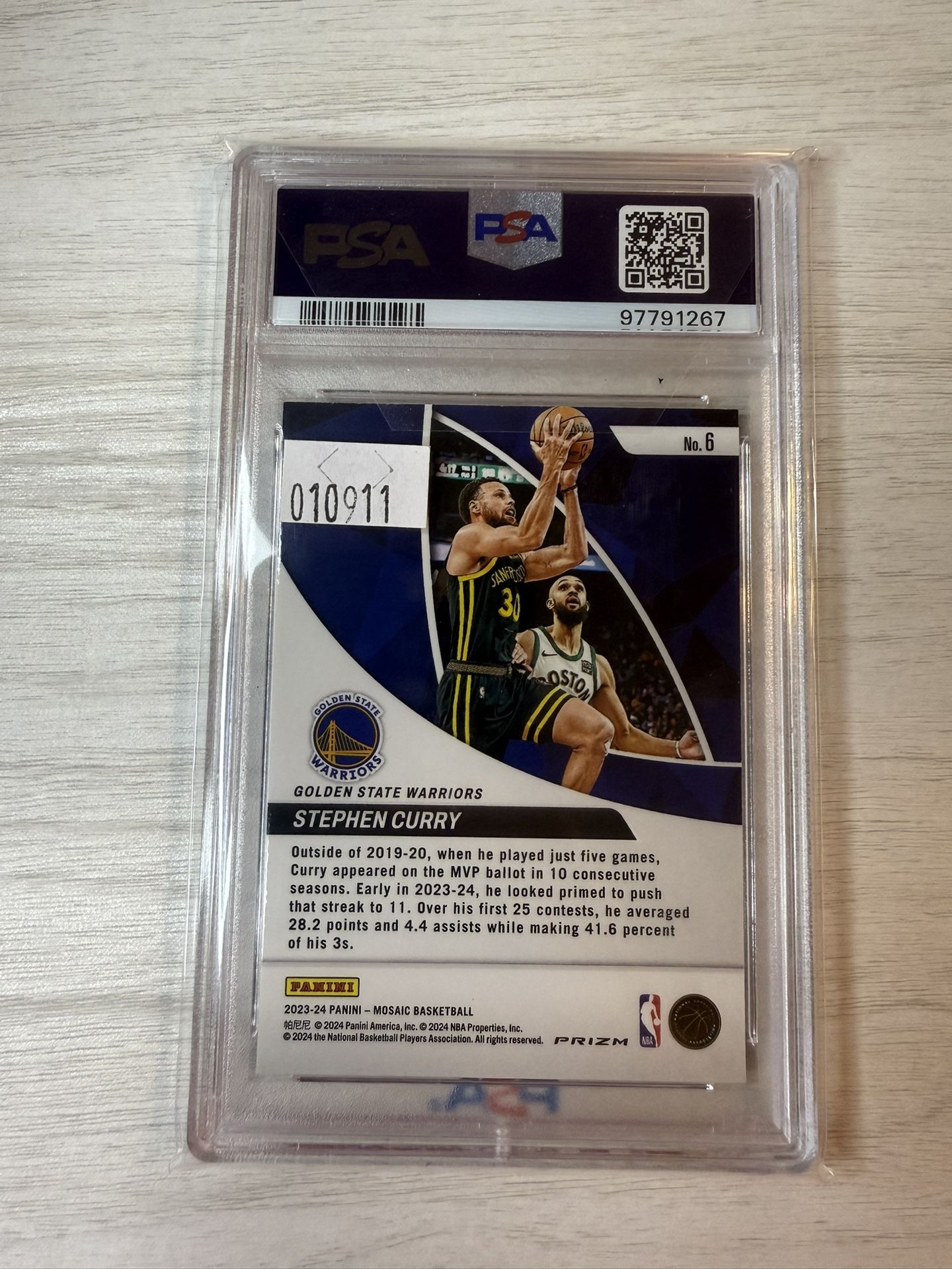 2023 Mosaic Stephen Curry #6 PSA#9 Golden State Warriors
