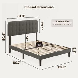 Brand new queen size bed frame with a brand new queen size 12” pillow top mattress included