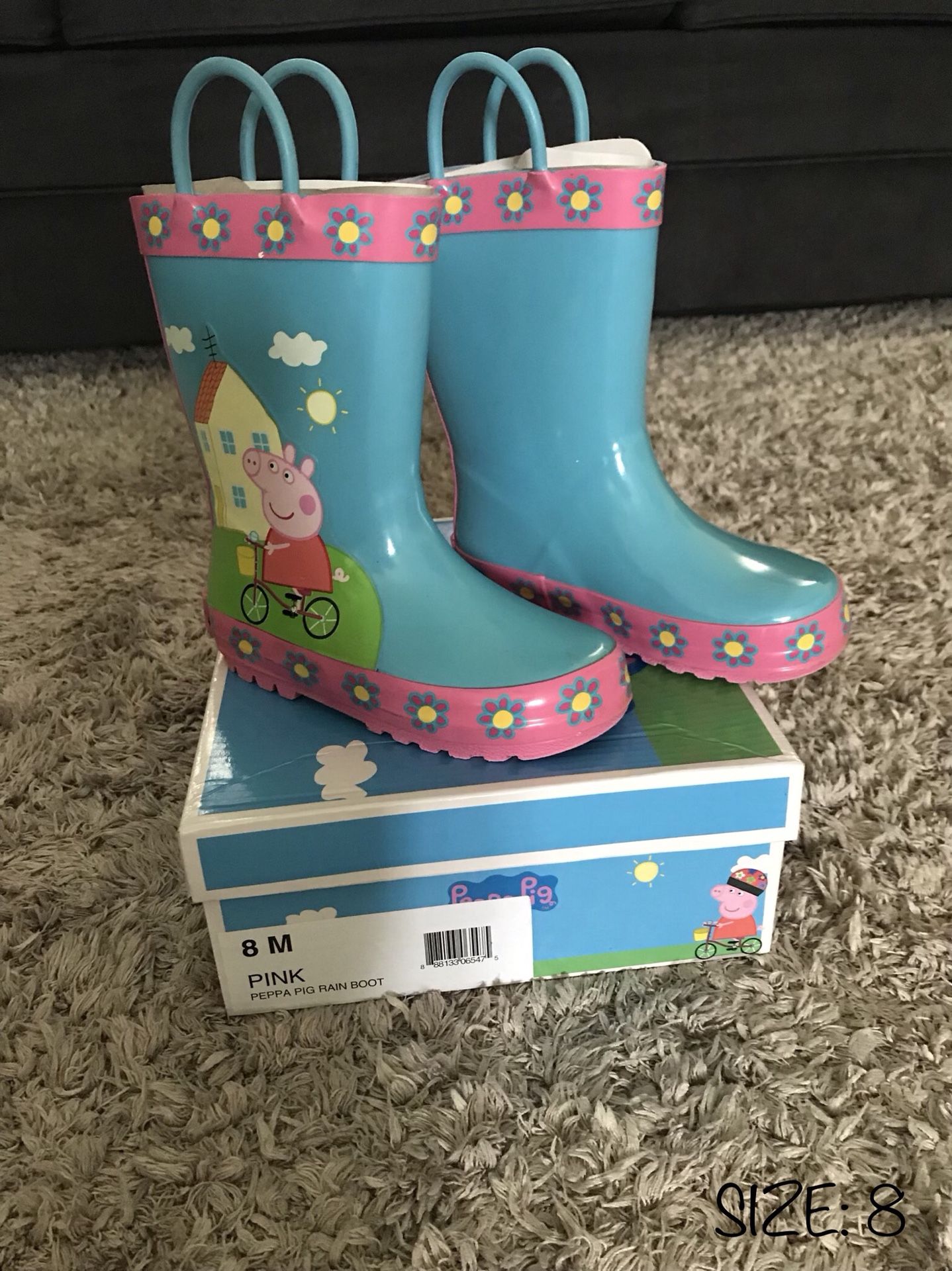 LIKE NEW‼️ PEPPA PIG RAIN BOOTS - SIZE 8 - TODDLER BABY GIRL