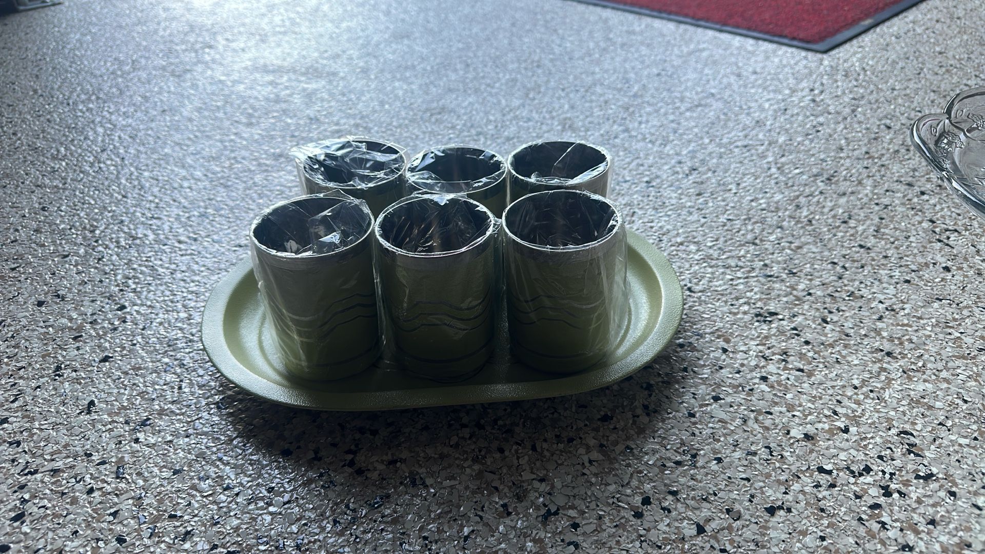 Stainless Steel 6 pc green glasses