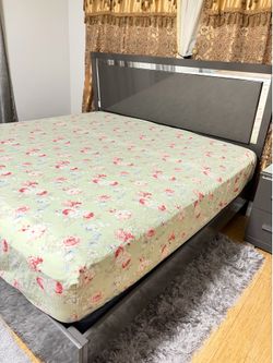Stylish Modern Gray glossy finish King Bed with headboard – $399