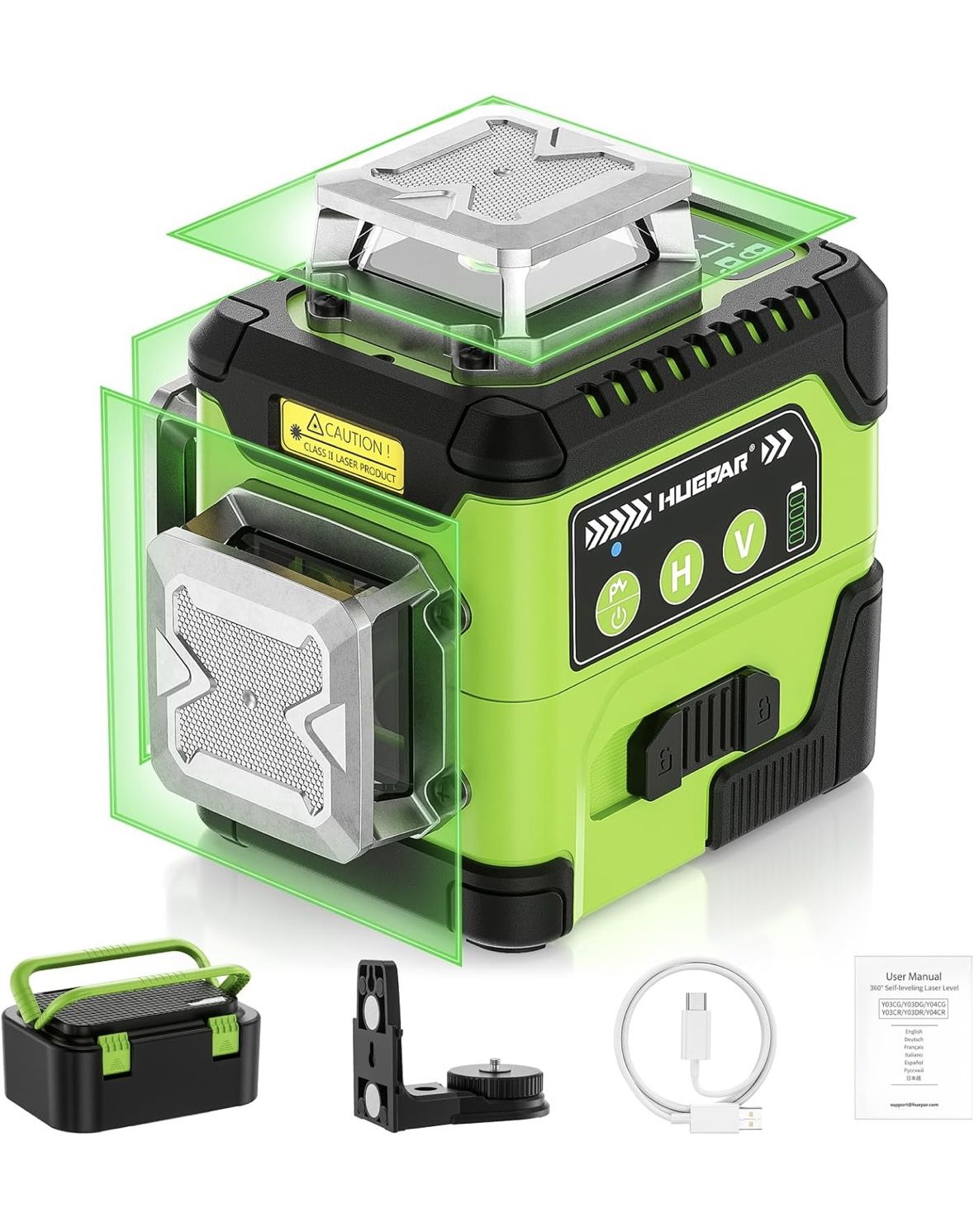 HUEPAR Laser Level 360 Self Leveling with LCD Screen, 3 x 360°