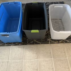 3 Large Sterilite Storage Tote Bins with Lids 