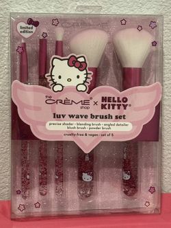 Sanrio Hello Kitty x The Creme Shop Luv Wave Pink Makeup Brush Set NIP