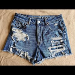 WOMENS SIZE 6 Jean MOM Shorts STRETCHY Distressed AMERICAN EAGLE