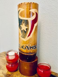 Houston Texans Hand-Carved Bamboo Candle Holder