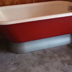Pedistool Cast iron Tub With Wrap Around Shower Unit  That Retails For $350 Alone