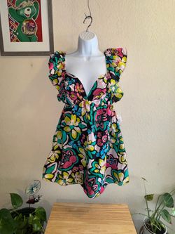 Floral Ruffle Sleeve Mini Dress