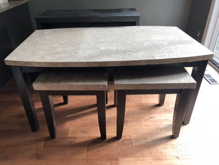 Matching Old Cannery Dining Table, 2 End Tables, and TV Stand