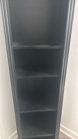 Tall Dark Gray Bookcase with Shelves