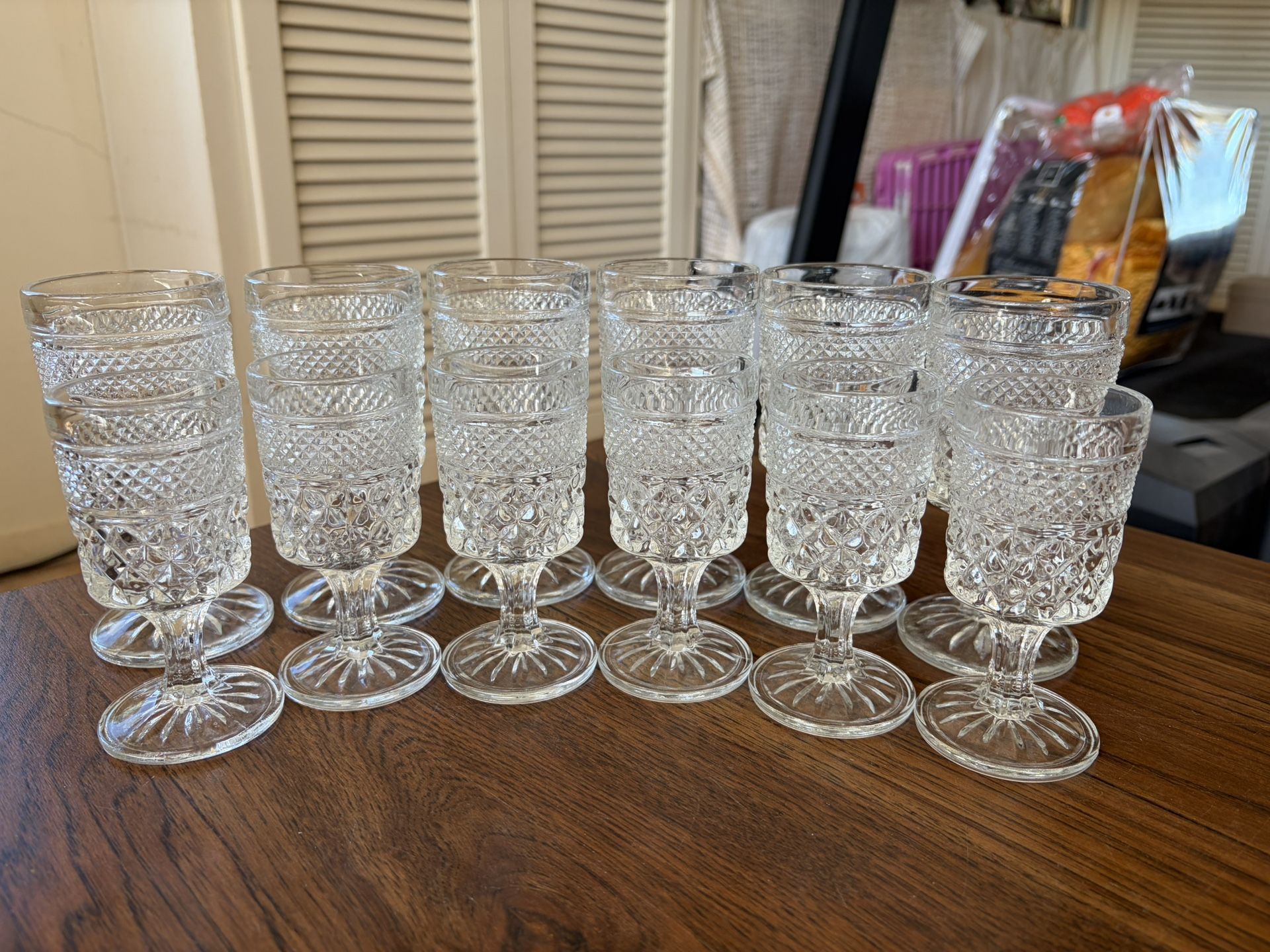 Vintage Anchor Hocking Wexford Wine Water Cocktail Goblet Glasses-Set of 12