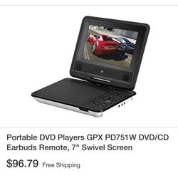 Brand New Portable DVD player with screen & remote