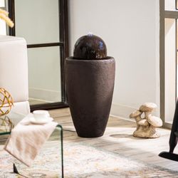 XBrand 26 In. Black Sphere Water Fountain w/ LED