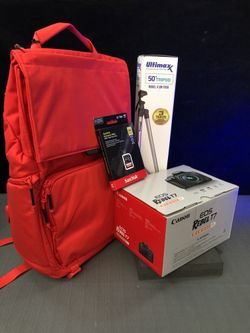 Rebel T7 DSLR, 18-55mm Lens, padded Camera Bag, SD Card and Tripod Bundle