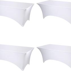 4 Pack White Fitted Spandex Table Covers - 8ft #1001