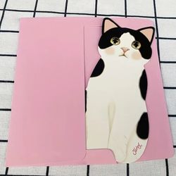 Awesome & Unique Vintage Style 3D Cat Print Greeting Card