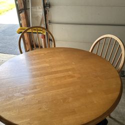 Solid 42 “ Wooden Round Table & 3 Chairs - Normal Wear 