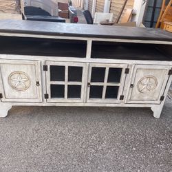 white rustic tv stand