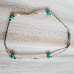 Sterling Silver And Natural Stone Bead Anklet
