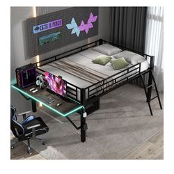 Full size loft bed with desk