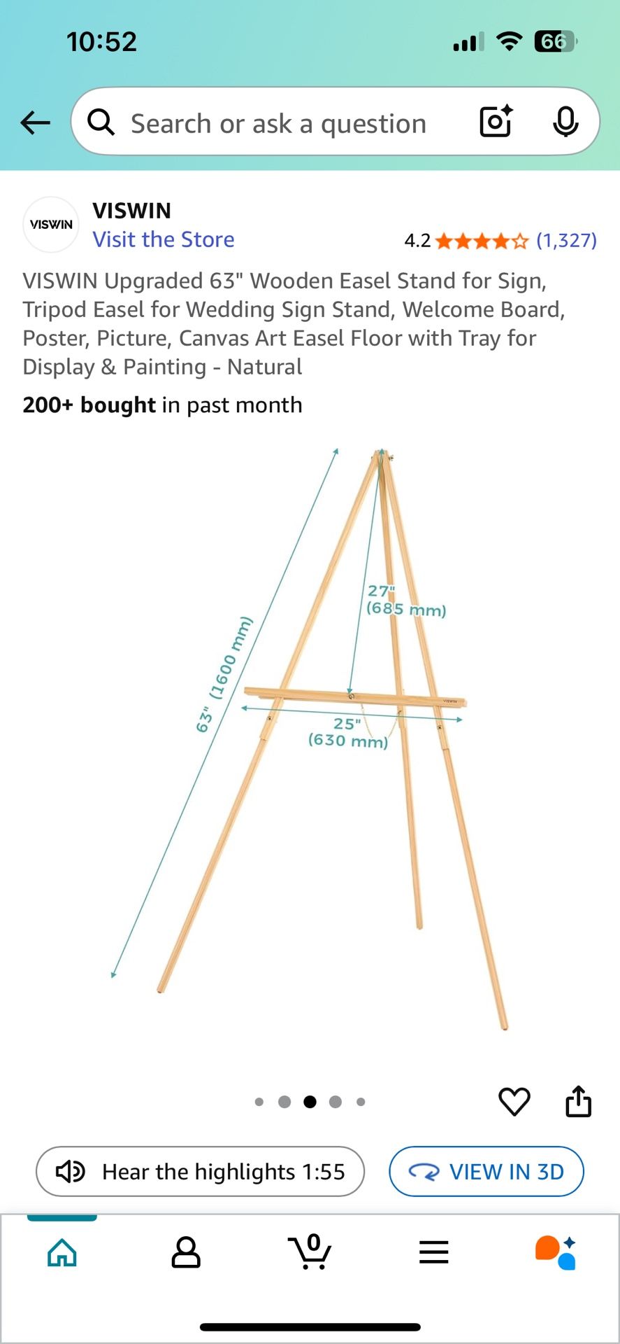New Natural Wooden Easel Arts