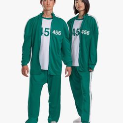 Disguise womens Disguise Womens Squid Game Player 456 Costume, Official Tracksuit Adult Sized Faux Zipper Costume Tracksuit Size Xl To 2xl