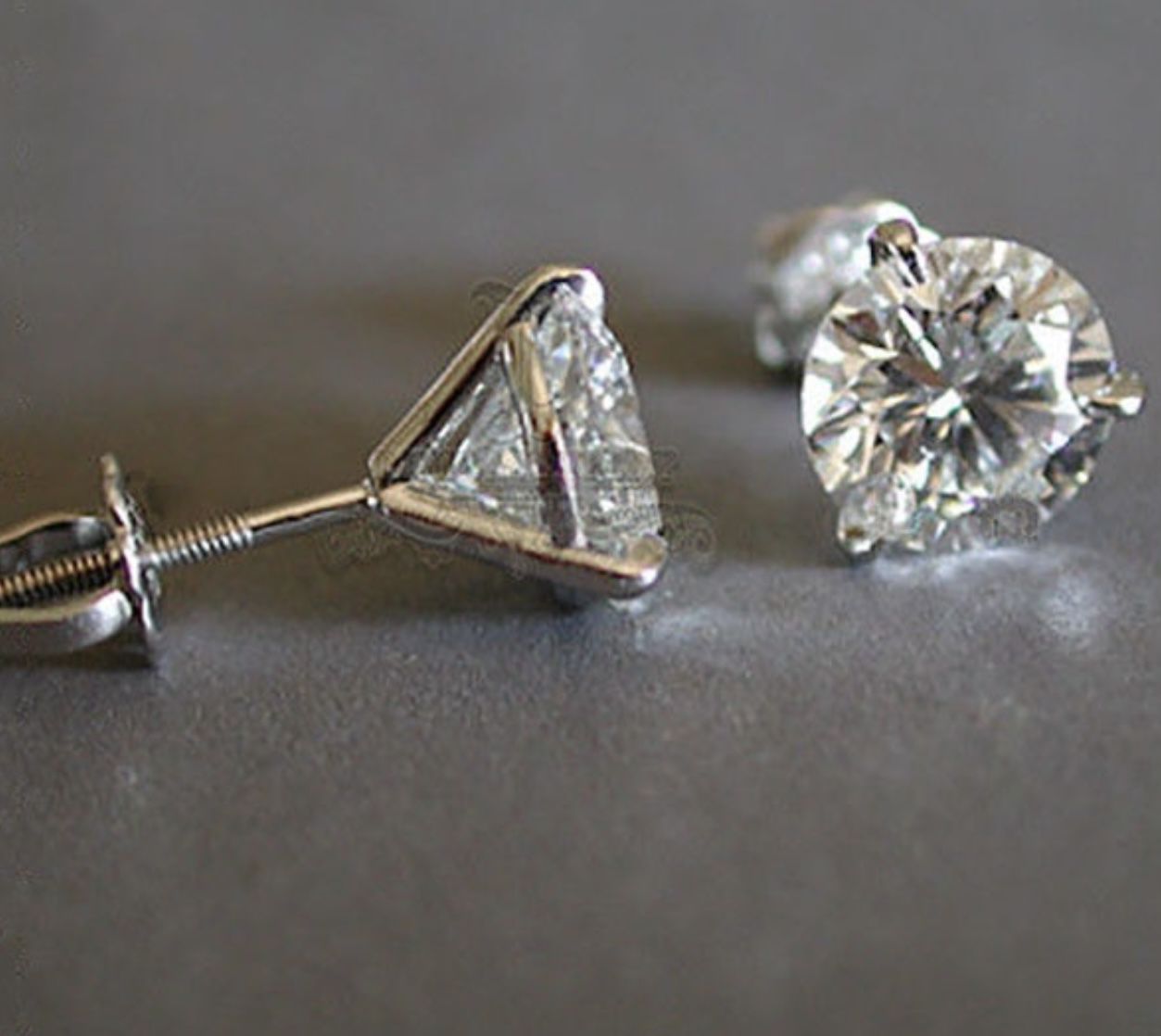 New-1ctw CZ  Diamond Earrings, S925 Sterling Silver, 18k W Gold Earrings,  Threaded Post Prevent Loss