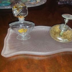 Antique Perfume Bottles And Tray