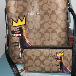 Coach X Jean Michel Basquiat Town Bucket Bag In Signature Canvas