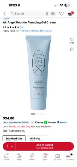 Dieux Air Angel hydrating facial gel cream