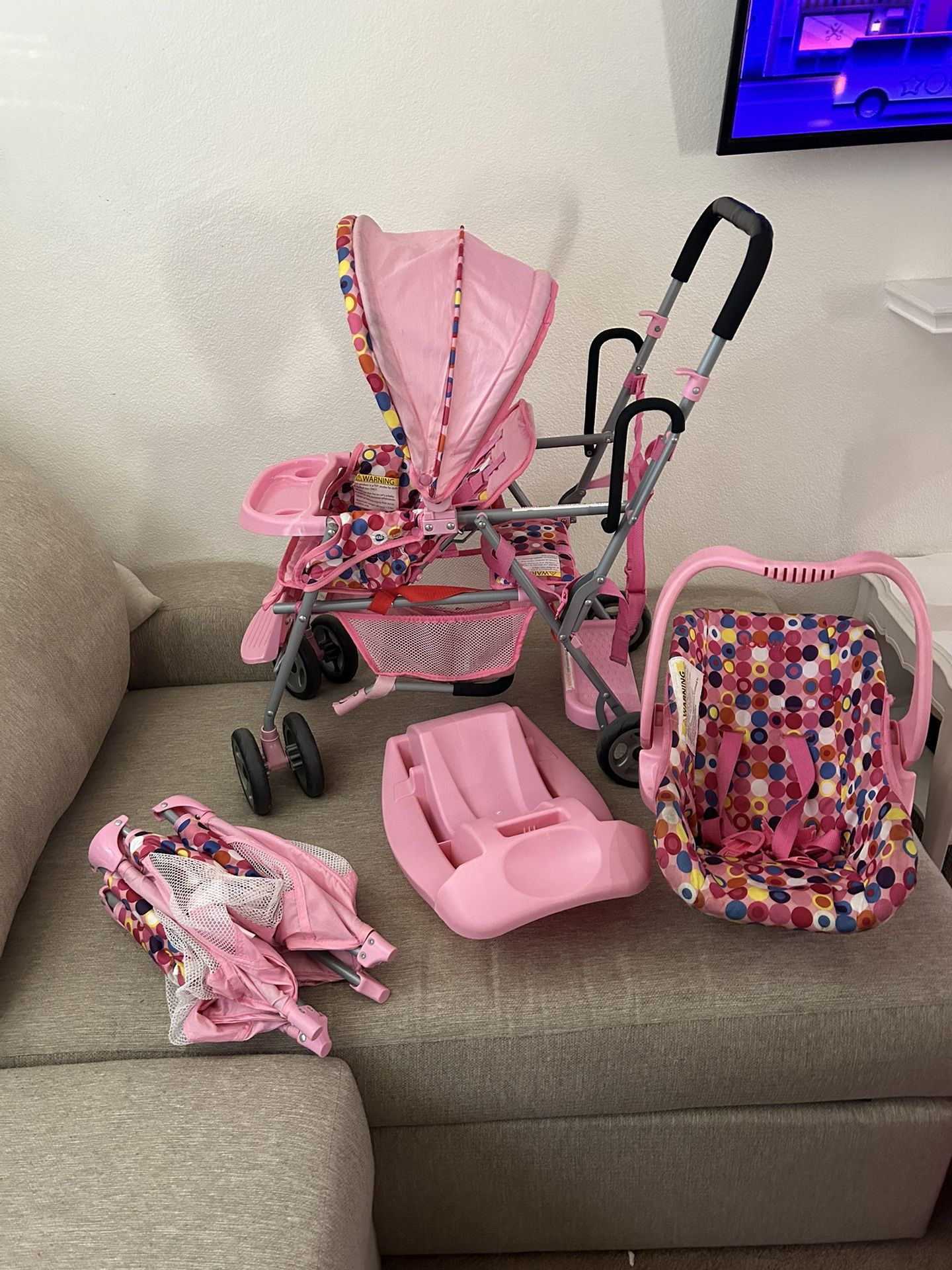 Joovy Doll Stroller, Car Seat , And Pack In Play.