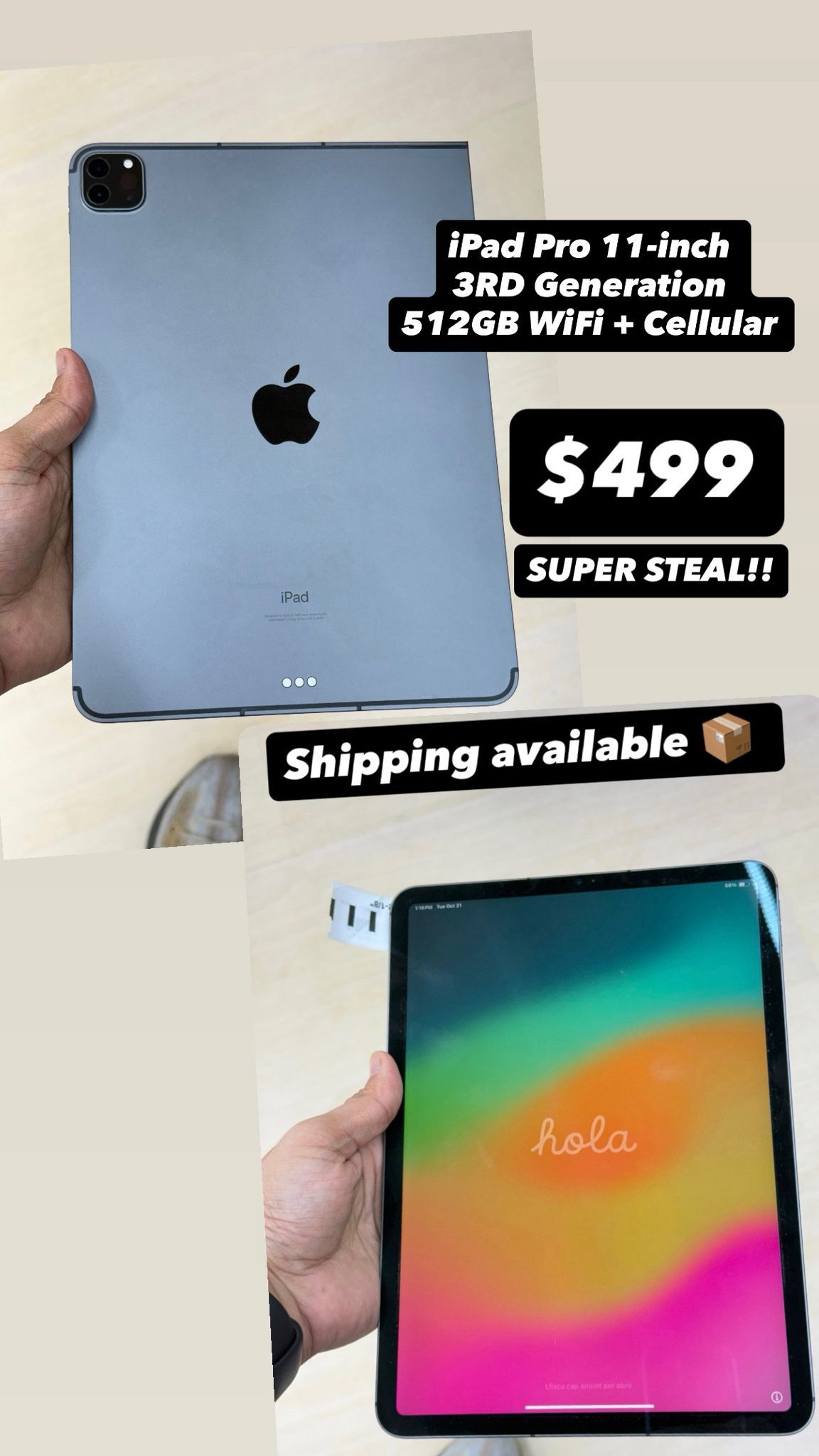 iPad Pro 11inch 3rd Gen 512GB WiFi + Cellular