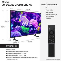 SAMSUNG 70-Inch DU7200 Series Crystal UHD 4K Smart TV 