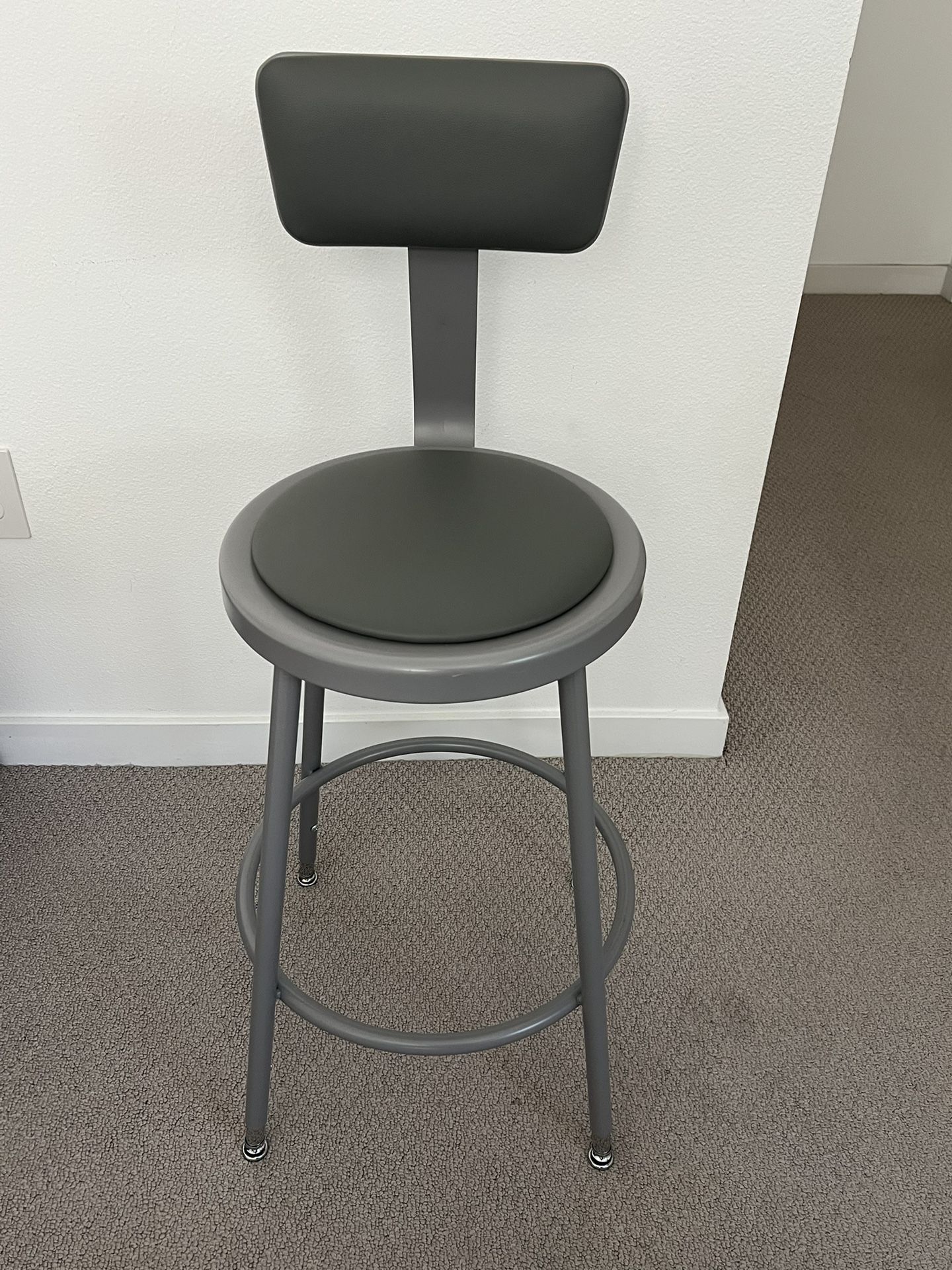 ULINE Shop Stool Padded with Back Rest Adjustable Height - Gray