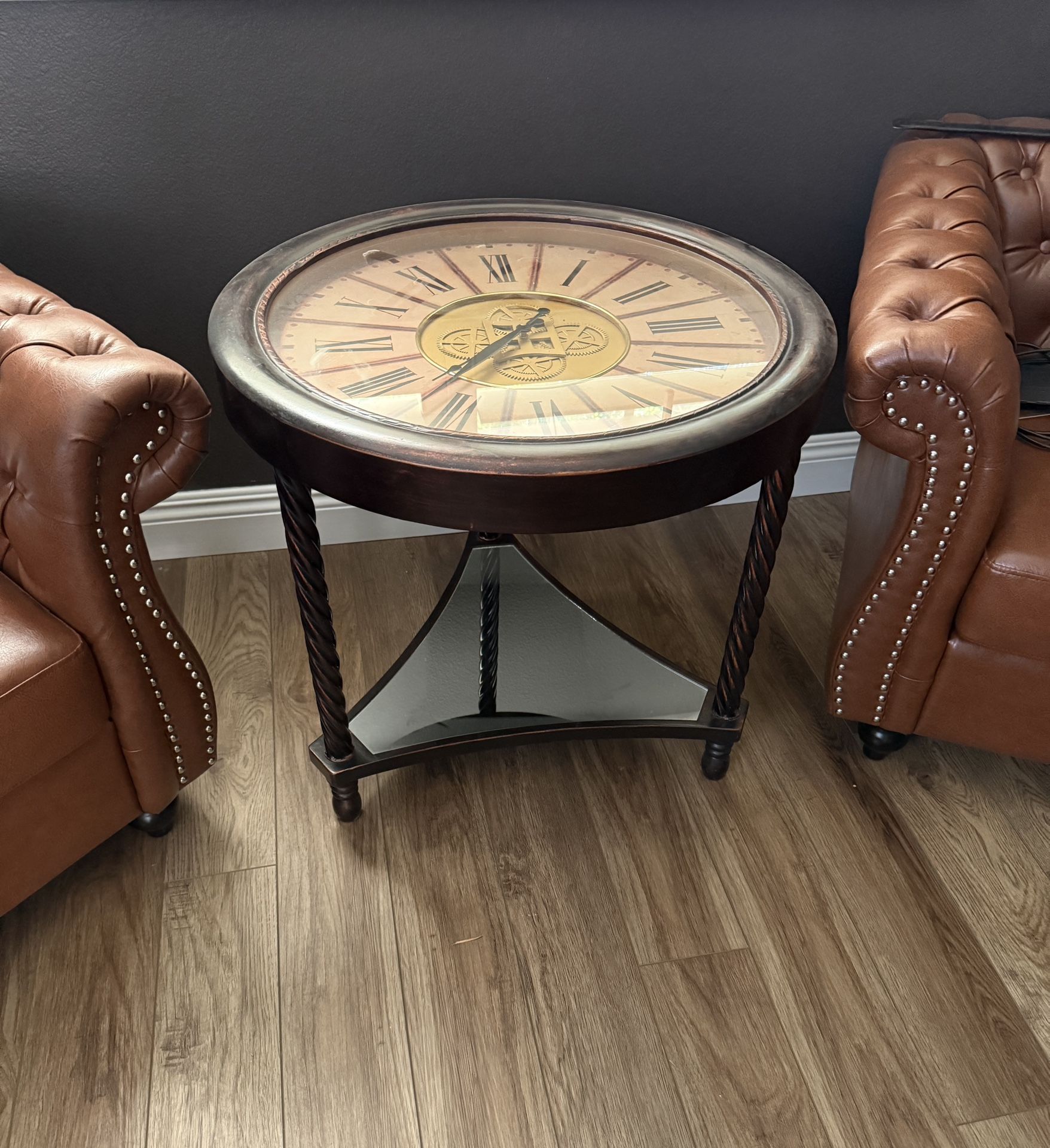 Round Clock Coffee and End Table