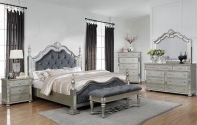 Sterling Silver Mirrored Poster Bedroom Set